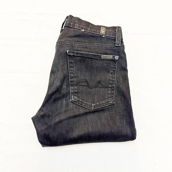7 For All Mankind Roxanne Black Skinny Denim Jeans Zip Fly Size 29 - Picture 1 of 8